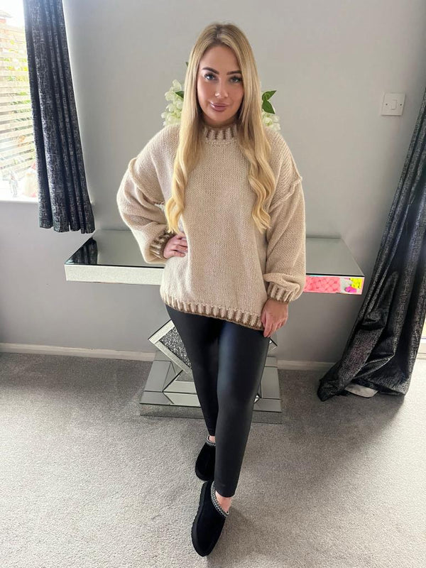 Coloured stitching knitted jumper